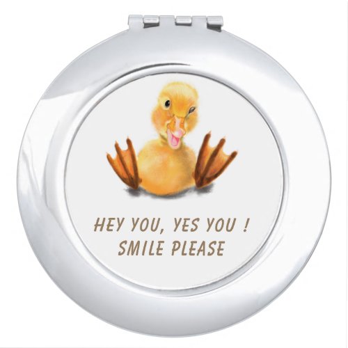 Funny Yellow Duck Playful Wink Happy Smile Cartoon Compact Mirror