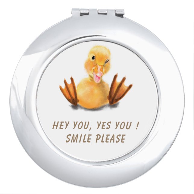 Funny Yellow Duck Playful Wink Happy Smile Cartoon Compact Mirror (Front)