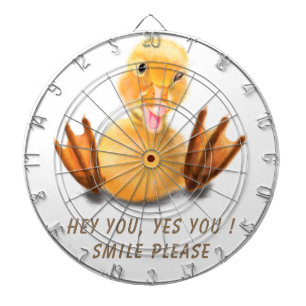 Funny Yellow Duck Playful Wink Happy Smile Cartoon Dart Board