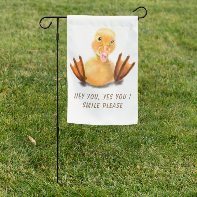 Funny Yellow Duck Playful Wink Happy Smile Cartoon Garden Flag (In SItu)