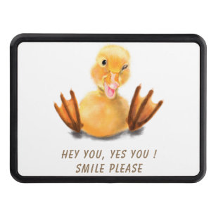 Funny Yellow Duck Playful Wink Happy Smile Cartoon Hitch Cover