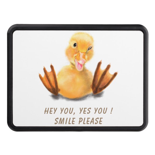 Funny Yellow Duck Playful Wink Happy Smile Cartoon Hitch Cover (Front)
