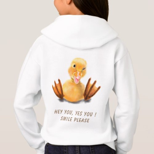 Funny Yellow Duck Playful Wink Happy Smile Cartoon Hoodie