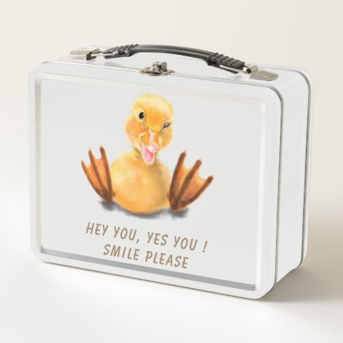 Funny Yellow Duck Playful Wink Happy Smile Cartoon Metal Lunch Box