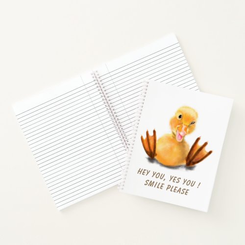 Funny Yellow Duck Playful Wink Happy Smile Cartoon Notebook