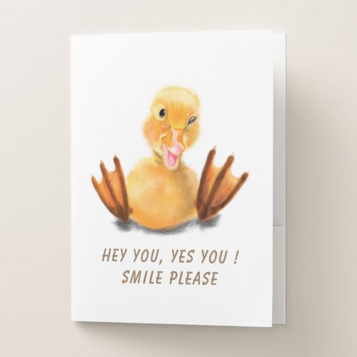 Funny Yellow Duck Playful Wink Happy Smile Cartoon Pocket Folder