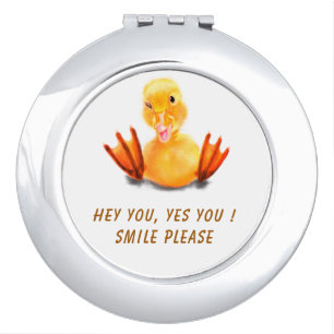 Funny Yellow Duck Playful Wink - Happy - Smile  Compact Mirror