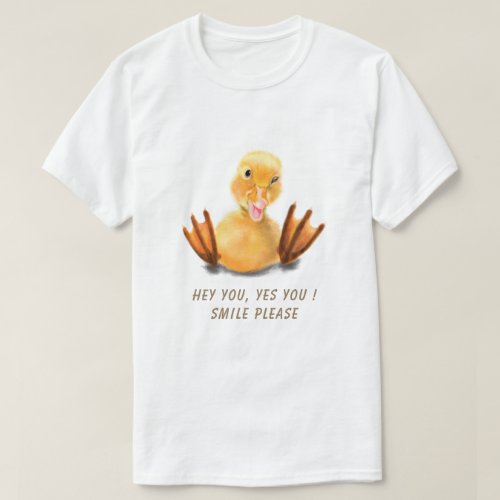 Funny Yellow Duck Playful Wink Happy Smile  T_Shirt
