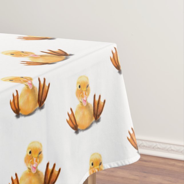 Funny Yellow Duck Playful Wink - Happy Smile  Tablecloth (In Situ)