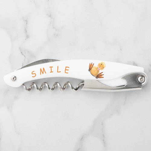 Funny Yellow Duck Playful Wink _ Happy Smile  Waiters Corkscrew