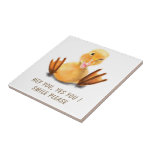 Funny Yellow Duck Playful Wink Smile - Custom Text Ceramic Tile<br><div class="desc">Funny Yellow Duck Playful Wink Happy Smile Cartoon Drawing and Text - Choose / Add Your Unique Text / Font / Color - Make Your Special Gift - Resize and move or remove and add elements / image with customization tool ! - Drawing and Design by MIGNED. You can also...</div>