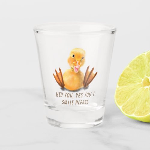 Funny Yellow Duck Playful Wink Smile Shot Glass