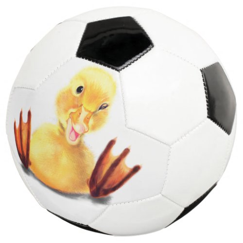 Funny Yellow Duck Playful Wink _ Smile Soccer Ball