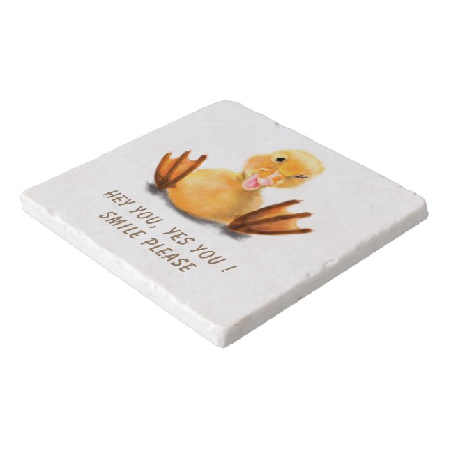Funny Yellow Duck Playful Wink Trivet Happy Smile (Corner)