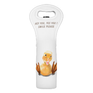Funny Yellow Duck Playful Wink Wine Bag Smile