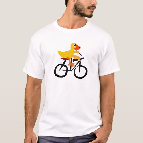 Funny Yellow Duck Riding Bicycle T_Shirt