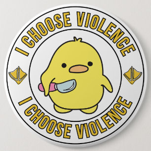 Funny Yellow Duck With Knife Button