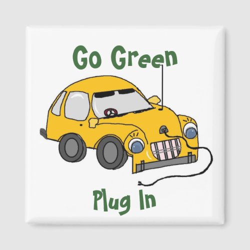 Funny Yellow Electric Car Magnet