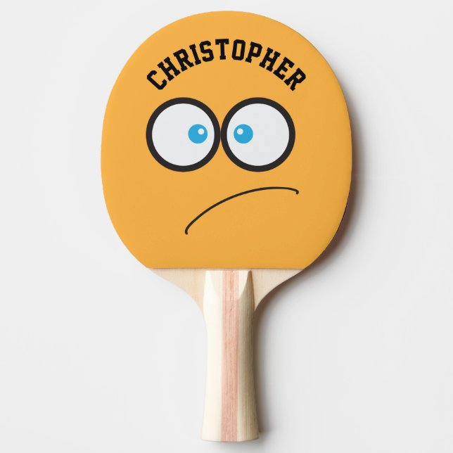 Funny Yellow Face Novelty Personalized Name Ping-Pong Paddle (Front)