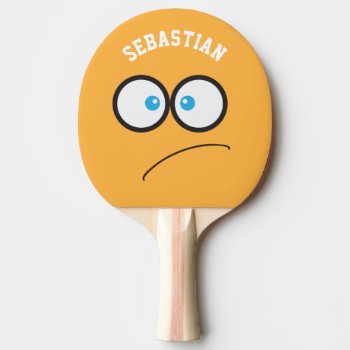 Funny Yellow Face Novelty Personalized Name Ping-pong Paddle by Ricaso_Designs at Zazzle