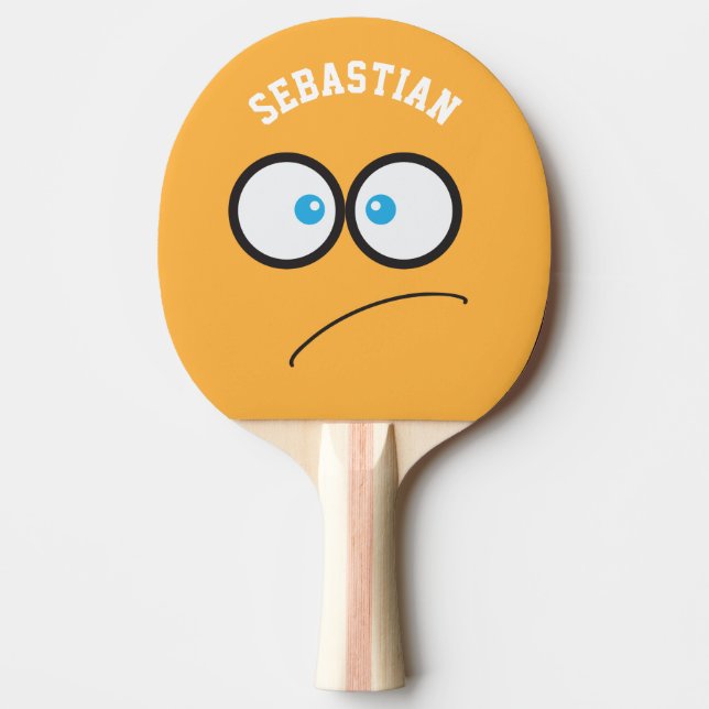 Funny Yellow Face Novelty Personalized Name Ping-Pong Paddle (Front)