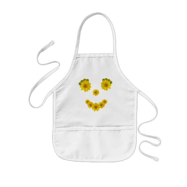 Funny Yellow Flower Bright Eyed Smile Kids' Apron (Front)