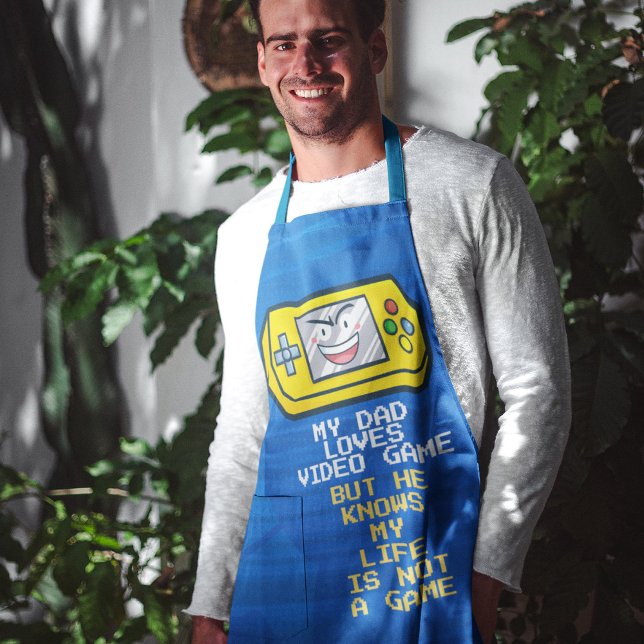 Funny Yellow Game Portable Father's Day Greeting Apron (Creator Uploaded)