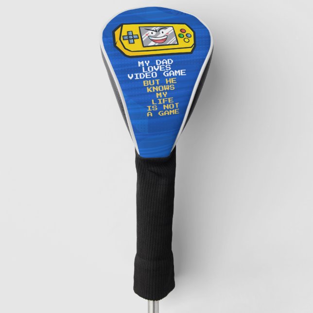Funny Yellow Game Portable Father's Day Greeting Golf Head Cover (Front)