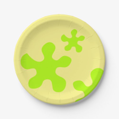 Funny yellow green slime kids party paper plates