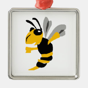 Funny Yellow Jacket Primitive Art Metal Ornament