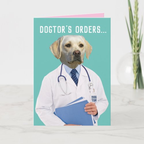 Funny Yellow Lab Doctors Orders Heal and Get Well Card