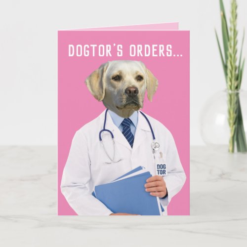 Funny Yellow Lab Doctors Orders Heal and Get Well Card