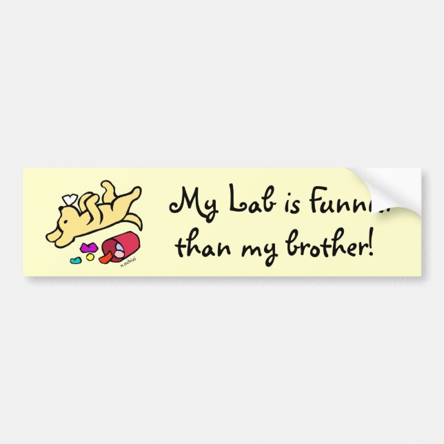 Funny Yellow Labrador Cartoon Bumper Sticker (Front)