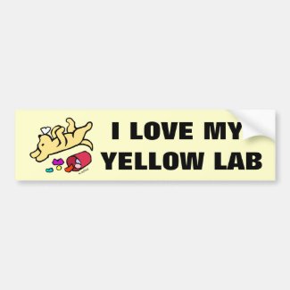 Funny Yellow Labrador Cartoon Bumper Sticker