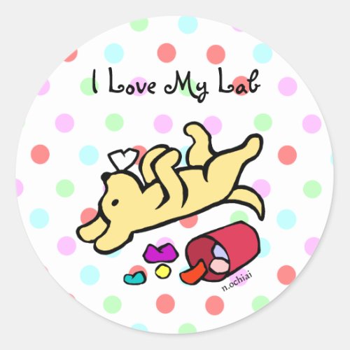 Funny Yellow Labrador Cartoon Classic Round Sticker