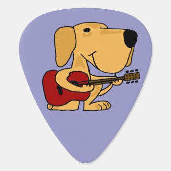 Funny Yellow Labrador Playing Guitar Guitar Pick by Petspower at Zazzle