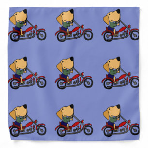 Funny Yellow Labrador Retriever on Motorcycle Bandana
