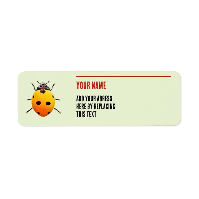 Funny Yellow Ladybug Personalized Address Label (Front)