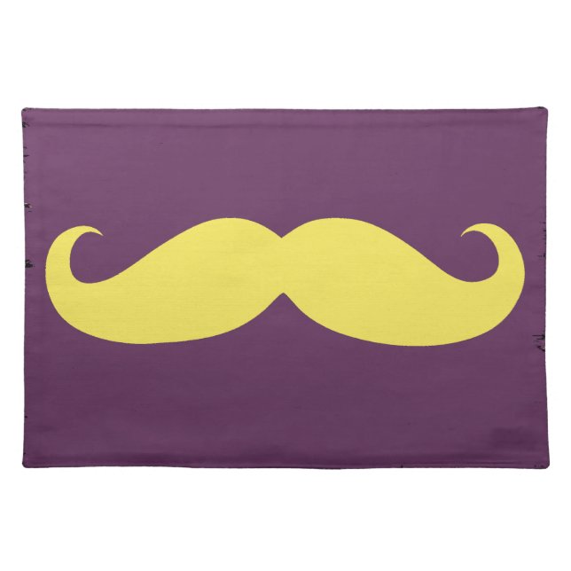 Funny Yellow Mustache Cloth Placemat (Front)