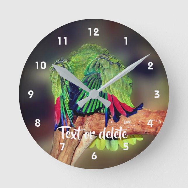 Funny Yellow Naped Amazon Parrot Personalized Round Clock (Front)