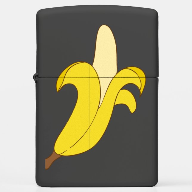 Funny yellow peeled banana illustration zippo lighter (Front)