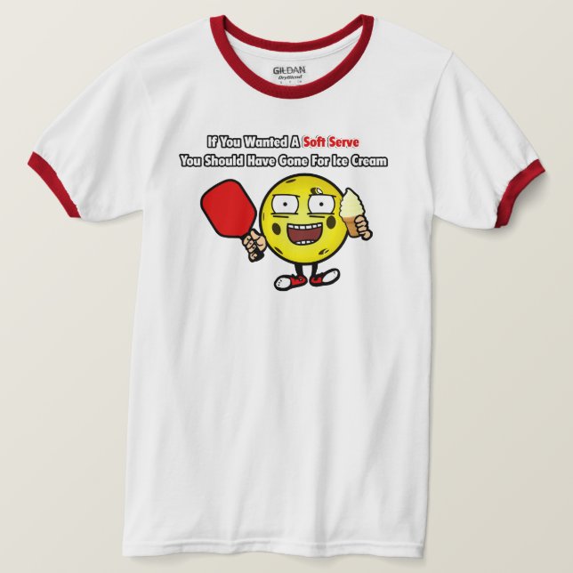 Funny Yellow Pickleball Vanilla Soft Serve  T-Shirt (Design Front)