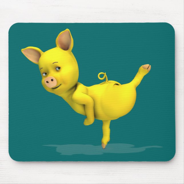 Funny Yellow Pig Arabesque Mouse Pad (Front)
