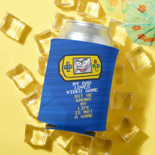 Funny Yellow Portable Game Fathers Day Greeting Can Cooler