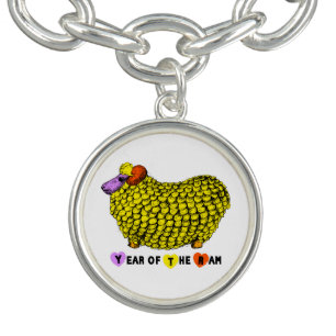 Funny Yellow Ram Chinese Year Zodiac Birthday CB Charm Bracelet