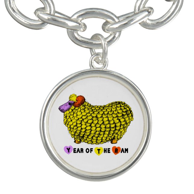 Funny Yellow Ram Chinese Year Zodiac Birthday CB Charm Bracelet (Design)