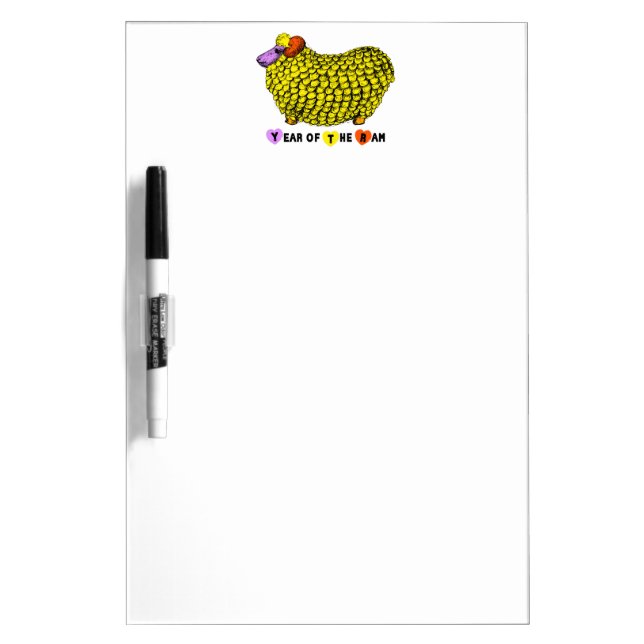 Funny Yellow Ram Chinese Year Zodiac Birthday DEB Dry Erase Board (Front)