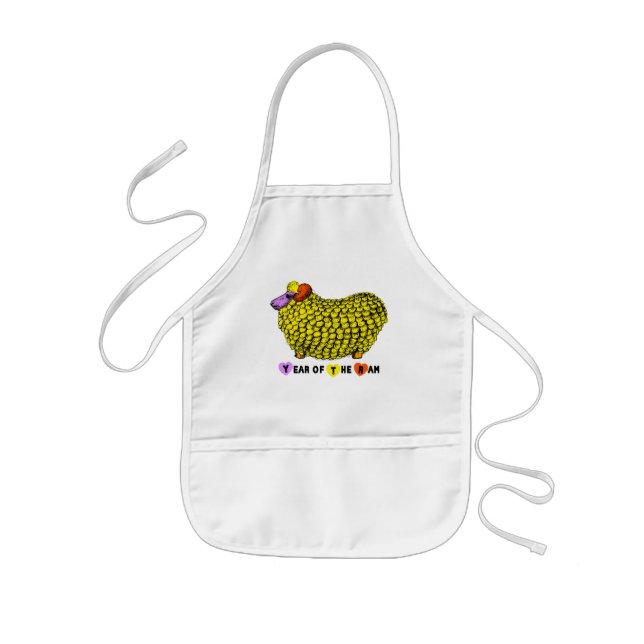Funny Yellow Ram Chinese Year Zodiac Birthday KA Kids' Apron (Front)