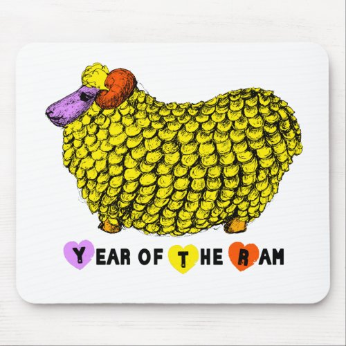 Funny Yellow Ram Chinese Year Zodiac Birthday Mous Mouse Pad