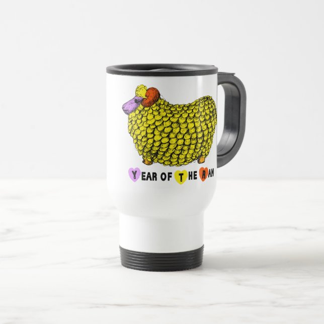 Funny Yellow Ram Chinese Year Zodiac Birthday TMug Travel Mug (Front Right)